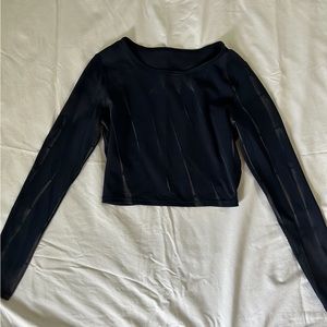 Lululemon Wunder Train Cropped Long Sleeve Shirt in Sun Bleached Navy